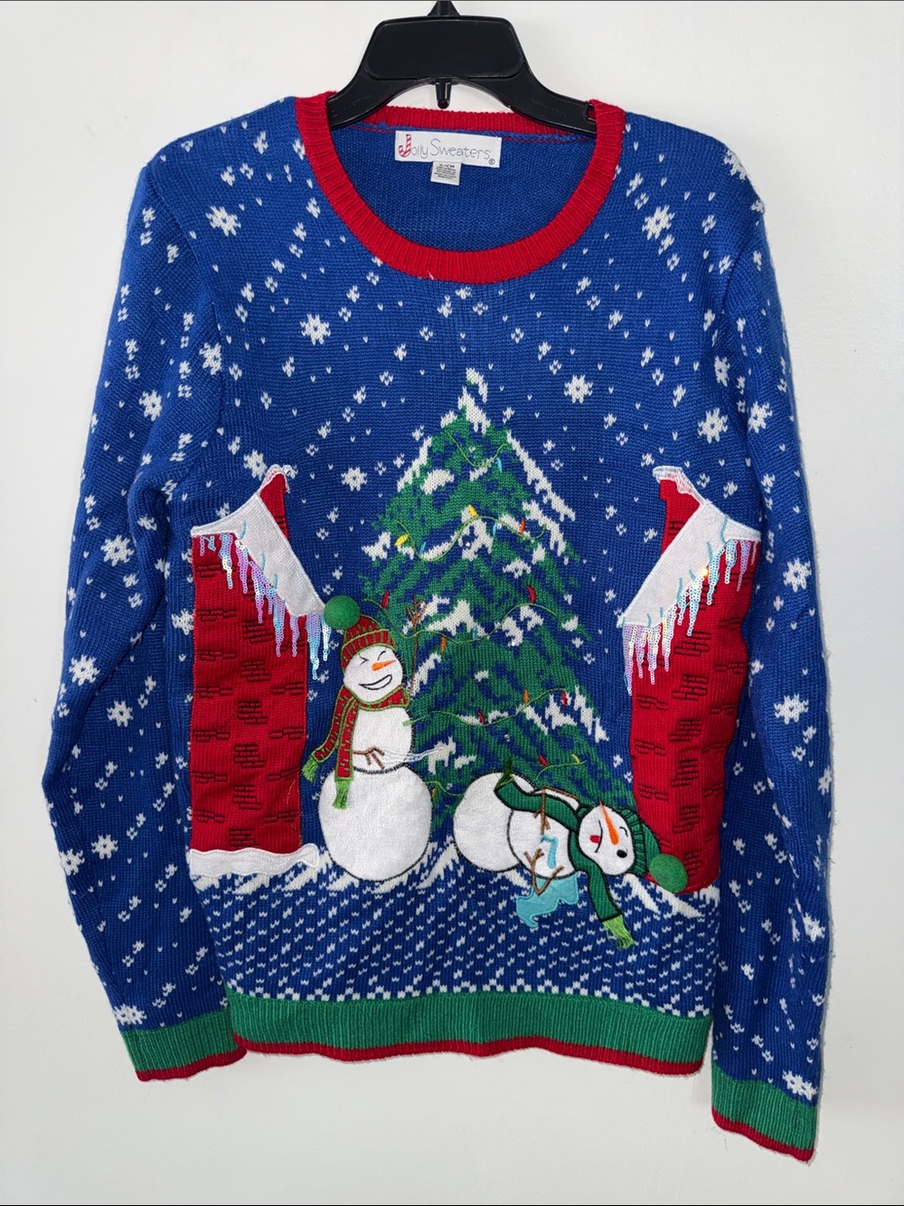 Jolly Sweaters Light Up Ugly Christmas Sweater‎ Snowman Attack Size Small